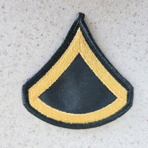 Vintage US Army Private First Class Chevron Insignia Green Gold Military Patch